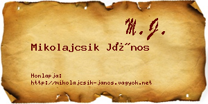 Mikolajcsik János névjegykártya