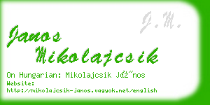 janos mikolajcsik business card